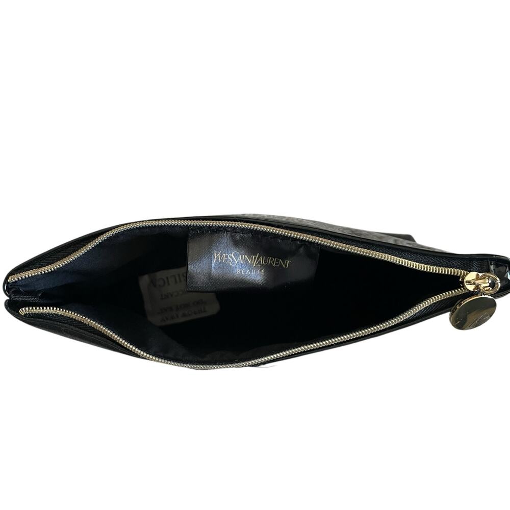 Yves Saint Laurent YSL Beaute Makeup Bag Travel Pouch Black Patent Clutch NEW - Picture 7 of 16
